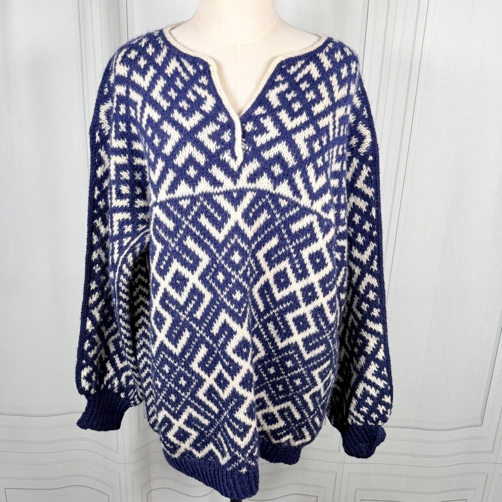 Oversized Nordic Fair Isle Geometric Knit‎ Sweater